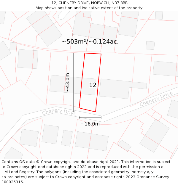 12, CHENERY DRIVE, NORWICH, NR7 8RR: Plot and title map