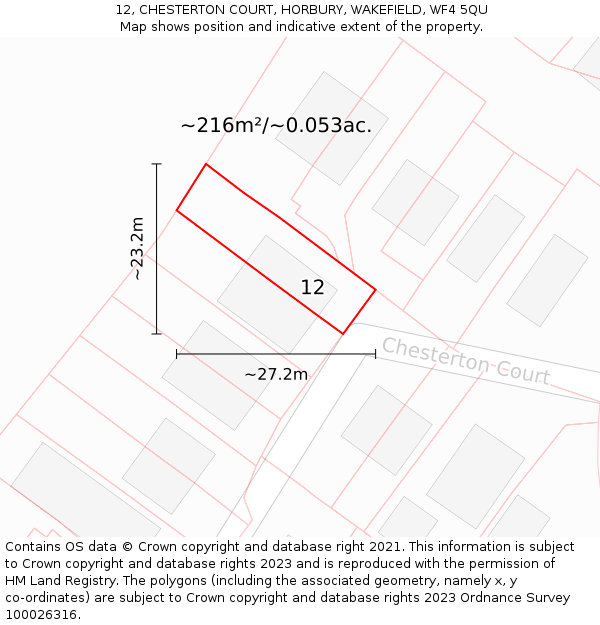 12, CHESTERTON COURT, HORBURY, WAKEFIELD, WF4 5QU: Plot and title map