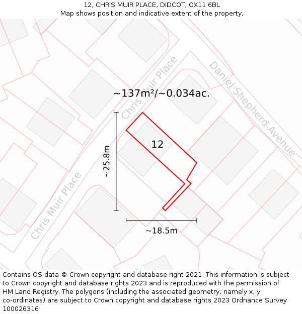 12, CHRIS MUIR PLACE, DIDCOT, OX11 6BL: Plot and title map