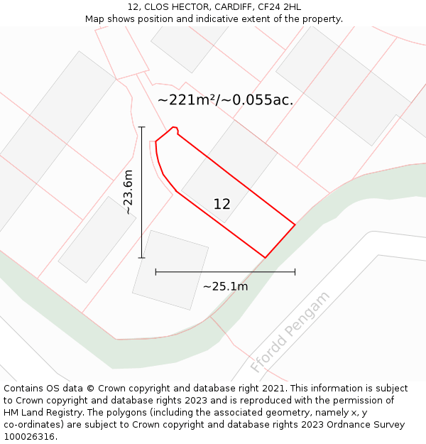 12, CLOS HECTOR, CARDIFF, CF24 2HL: Plot and title map