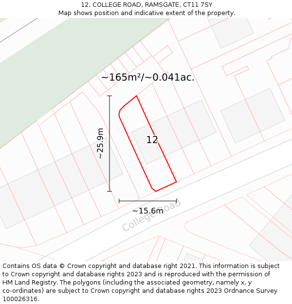 12, COLLEGE ROAD, RAMSGATE, CT11 7SY: Plot and title map