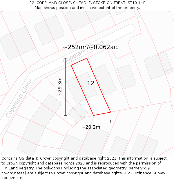 12, COPELAND CLOSE, CHEADLE, STOKE-ON-TRENT, ST10 1HP: Plot and title map