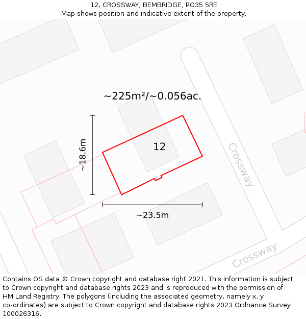 12, CROSSWAY, BEMBRIDGE, PO35 5RE: Plot and title map