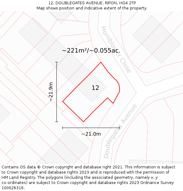 12, DOUBLEGATES AVENUE, RIPON, HG4 2TP: Plot and title map