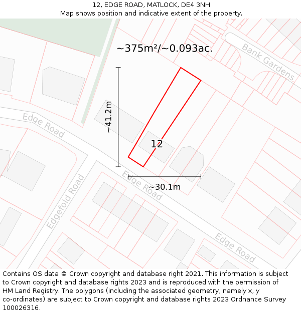 12, EDGE ROAD, MATLOCK, DE4 3NH: Plot and title map