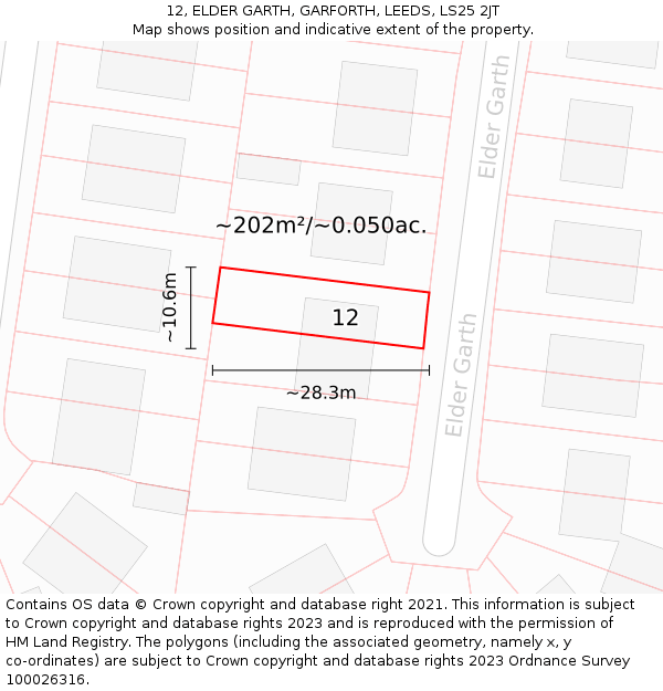 12, ELDER GARTH, GARFORTH, LEEDS, LS25 2JT: Plot and title map