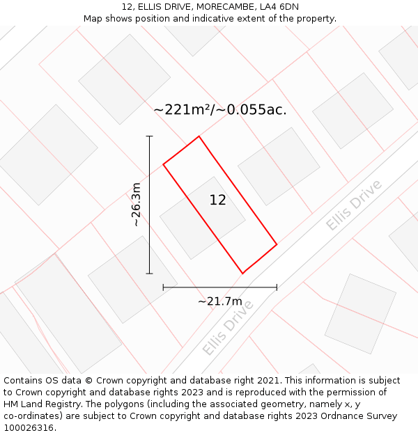 12, ELLIS DRIVE, MORECAMBE, LA4 6DN: Plot and title map