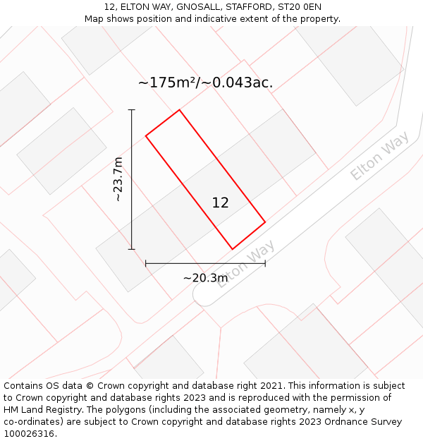12, ELTON WAY, GNOSALL, STAFFORD, ST20 0EN: Plot and title map