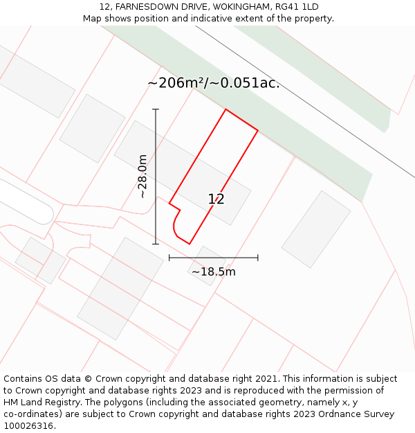 12, FARNESDOWN DRIVE, WOKINGHAM, RG41 1LD: Plot and title map