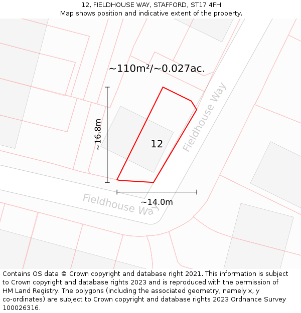 12, FIELDHOUSE WAY, STAFFORD, ST17 4FH: Plot and title map
