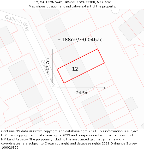 12, GALLEON WAY, UPNOR, ROCHESTER, ME2 4GX: Plot and title map