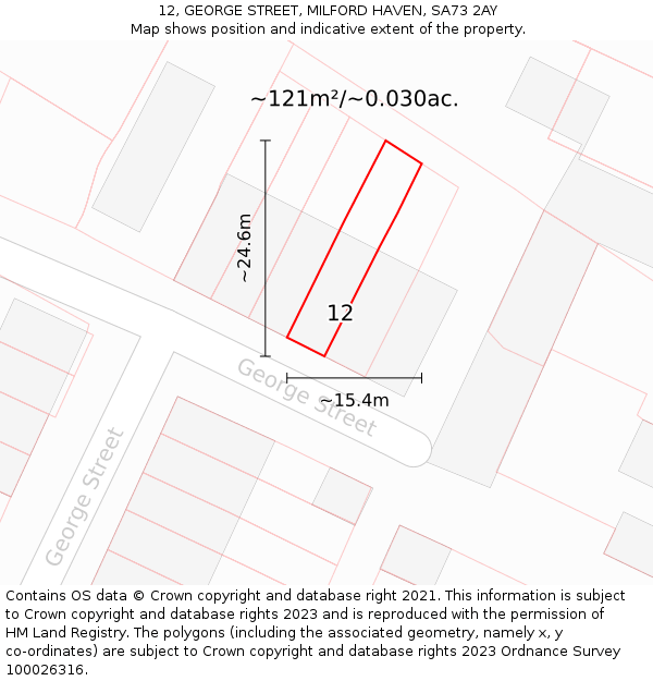 12, GEORGE STREET, MILFORD HAVEN, SA73 2AY: Plot and title map