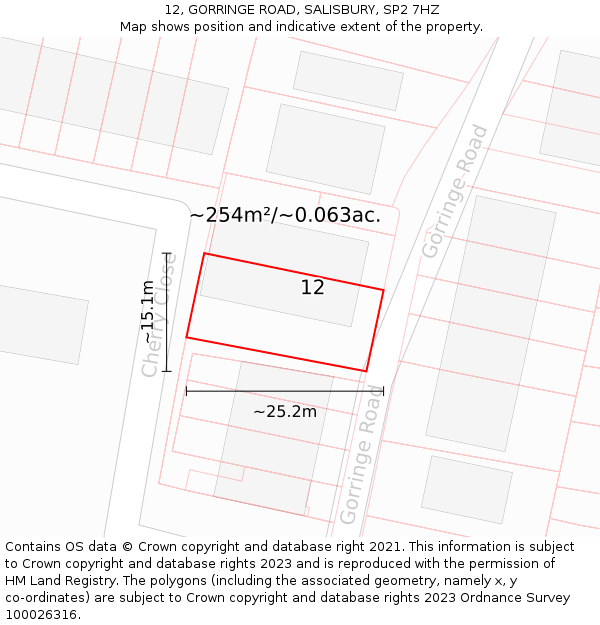12, GORRINGE ROAD, SALISBURY, SP2 7HZ: Plot and title map