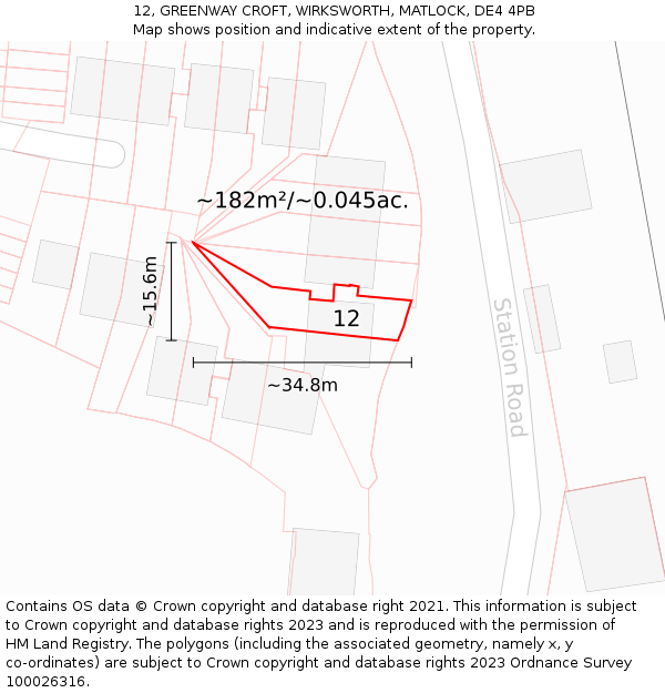 12, GREENWAY CROFT, WIRKSWORTH, MATLOCK, DE4 4PB: Plot and title map