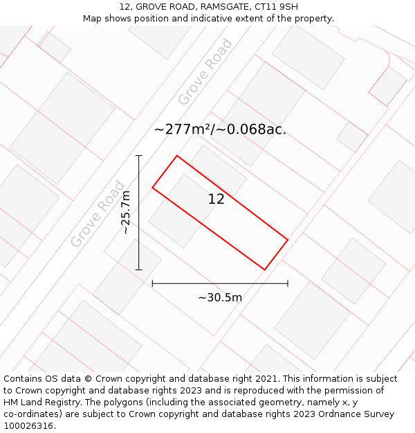 12, GROVE ROAD, RAMSGATE, CT11 9SH: Plot and title map