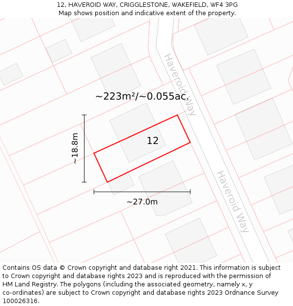 12, HAVEROID WAY, CRIGGLESTONE, WAKEFIELD, WF4 3PG: Plot and title map