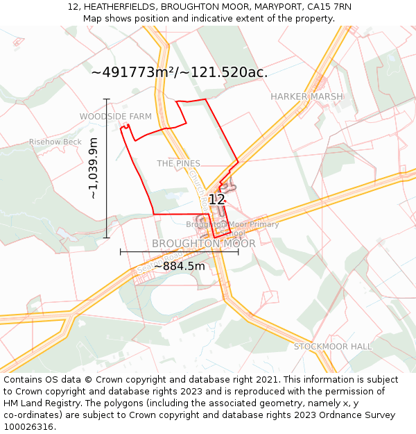 12, HEATHERFIELDS, BROUGHTON MOOR, MARYPORT, CA15 7RN: Plot and title map