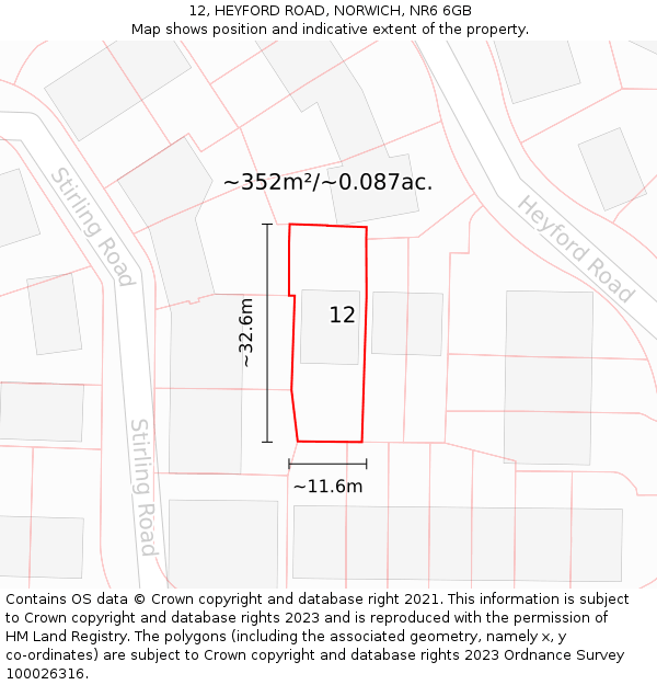 12, HEYFORD ROAD, NORWICH, NR6 6GB: Plot and title map