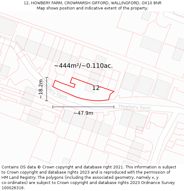12, HOWBERY FARM, CROWMARSH GIFFORD, WALLINGFORD, OX10 8NR: Plot and title map