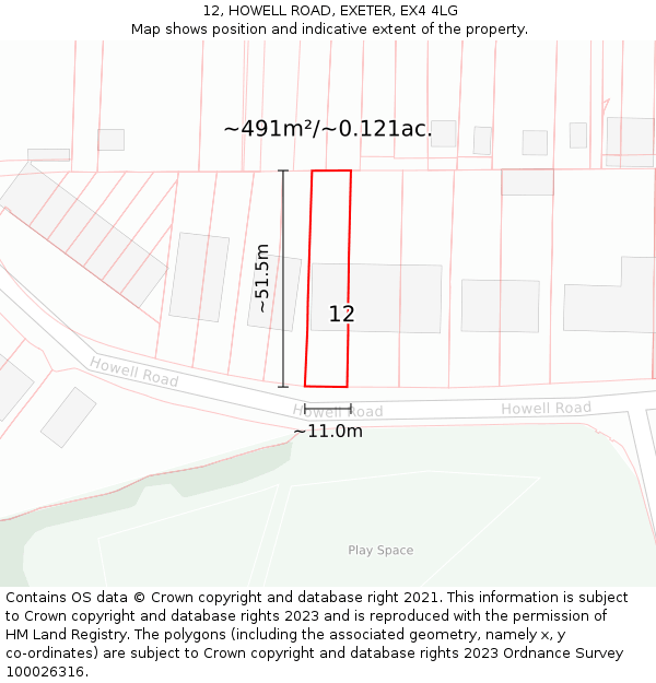 12, HOWELL ROAD, EXETER, EX4 4LG: Plot and title map