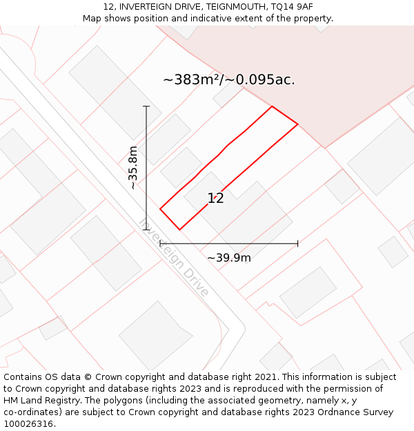 12, INVERTEIGN DRIVE, TEIGNMOUTH, TQ14 9AF: Plot and title map