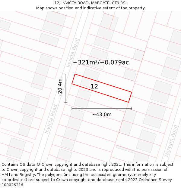 12, INVICTA ROAD, MARGATE, CT9 3SL: Plot and title map