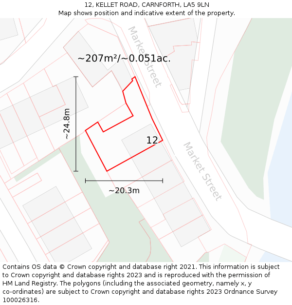 12, KELLET ROAD, CARNFORTH, LA5 9LN: Plot and title map