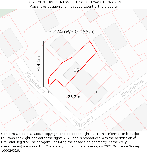 12, KINGFISHERS, SHIPTON BELLINGER, TIDWORTH, SP9 7US: Plot and title map