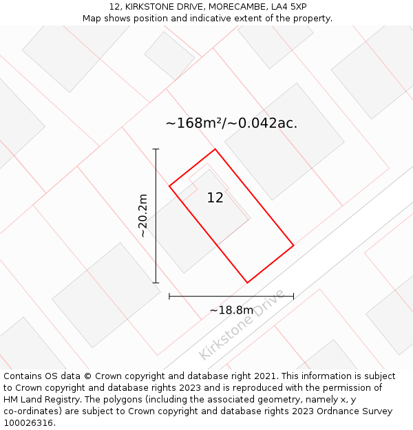 12, KIRKSTONE DRIVE, MORECAMBE, LA4 5XP: Plot and title map
