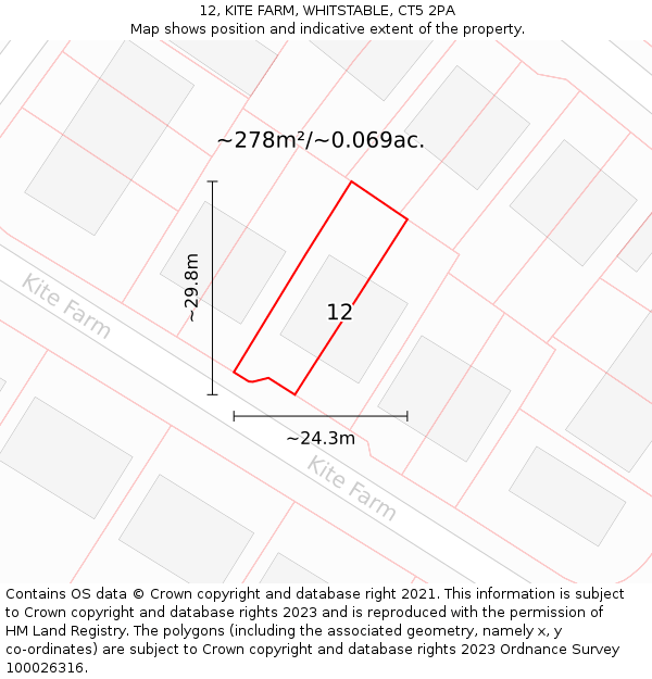 12, KITE FARM, WHITSTABLE, CT5 2PA: Plot and title map