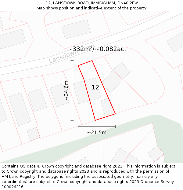 12, LANSDOWN ROAD, IMMINGHAM, DN40 2EW: Plot and title map