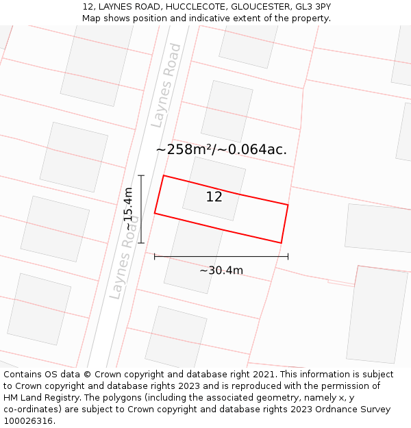 12, LAYNES ROAD, HUCCLECOTE, GLOUCESTER, GL3 3PY: Plot and title map