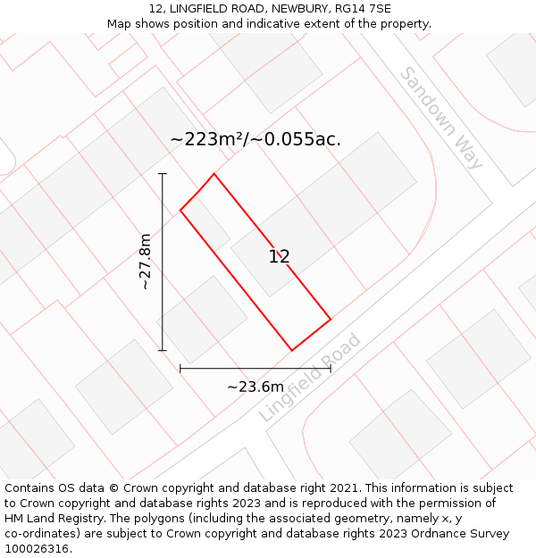 12, LINGFIELD ROAD, NEWBURY, RG14 7SE: Plot and title map