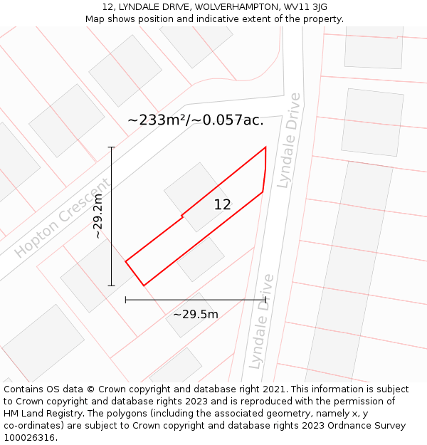 12, LYNDALE DRIVE, WOLVERHAMPTON, WV11 3JG: Plot and title map