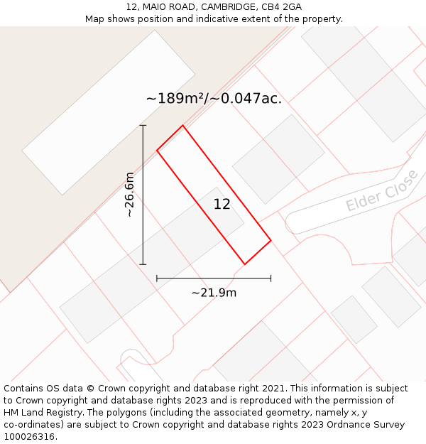 12, MAIO ROAD, CAMBRIDGE, CB4 2GA: Plot and title map