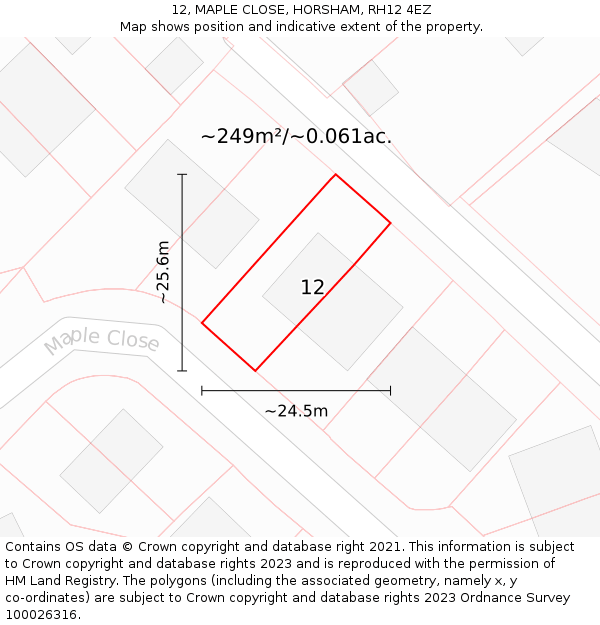 12, MAPLE CLOSE, HORSHAM, RH12 4EZ: Plot and title map