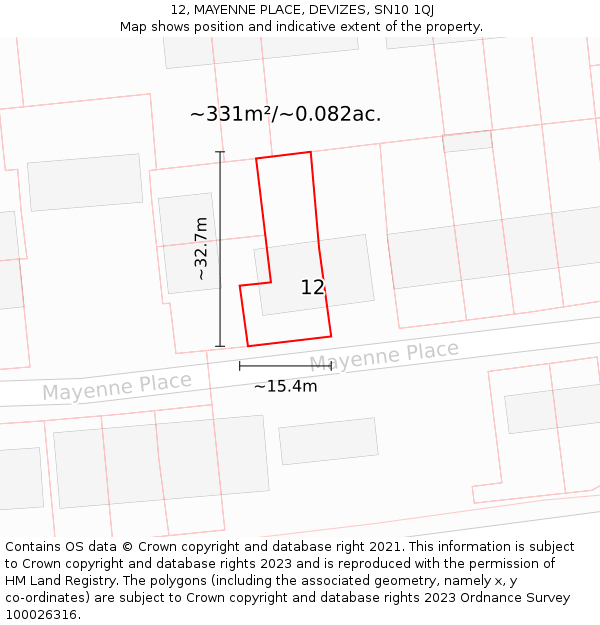 12, MAYENNE PLACE, DEVIZES, SN10 1QJ: Plot and title map