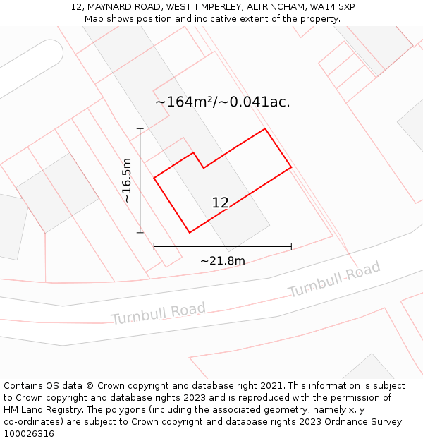 12, MAYNARD ROAD, WEST TIMPERLEY, ALTRINCHAM, WA14 5XP: Plot and title map