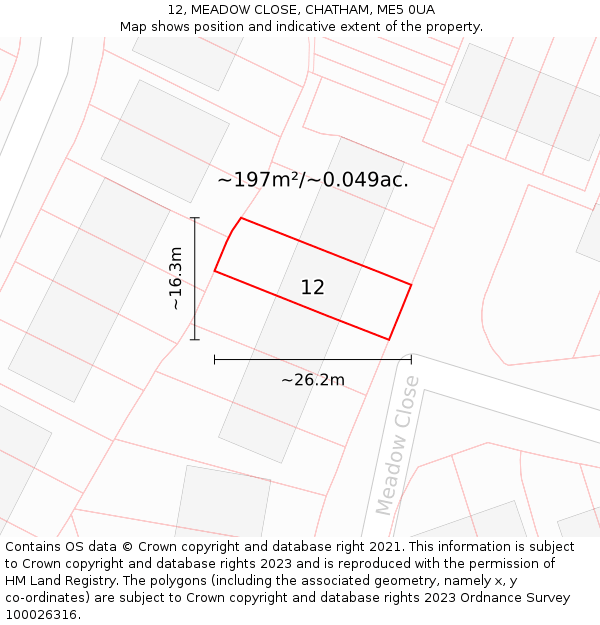 12, MEADOW CLOSE, CHATHAM, ME5 0UA: Plot and title map