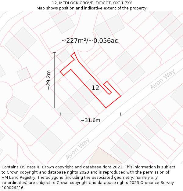 12, MEDLOCK GROVE, DIDCOT, OX11 7XY: Plot and title map