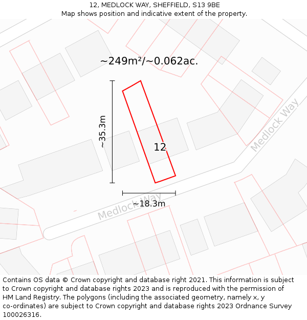 12, MEDLOCK WAY, SHEFFIELD, S13 9BE: Plot and title map