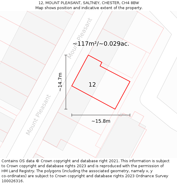 12, MOUNT PLEASANT, SALTNEY, CHESTER, CH4 8BW: Plot and title map