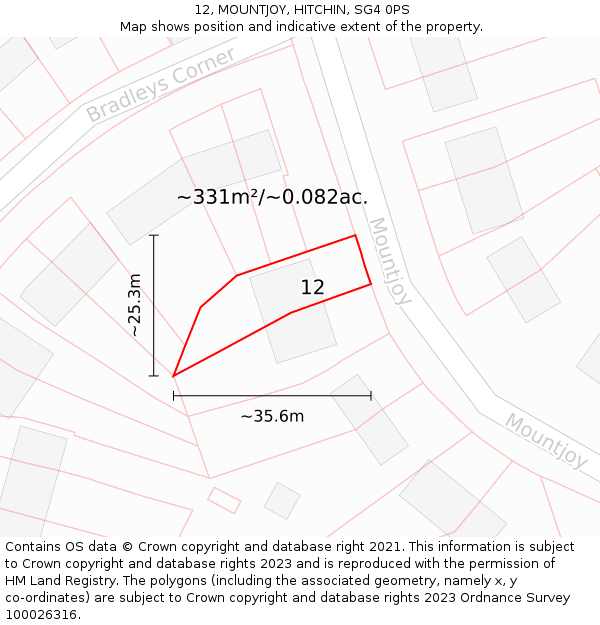 12, MOUNTJOY, HITCHIN, SG4 0PS: Plot and title map