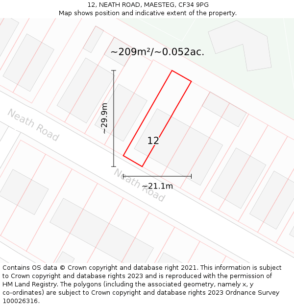 12, NEATH ROAD, MAESTEG, CF34 9PG: Plot and title map