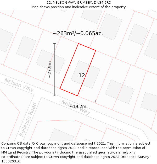12, NELSON WAY, GRIMSBY, DN34 5RD: Plot and title map