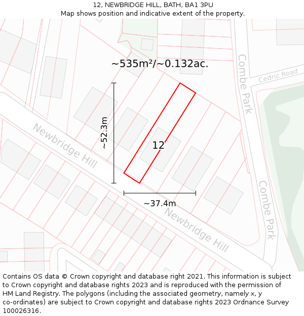 12, NEWBRIDGE HILL, BATH, BA1 3PU: Plot and title map