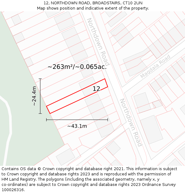 12, NORTHDOWN ROAD, BROADSTAIRS, CT10 2UN: Plot and title map