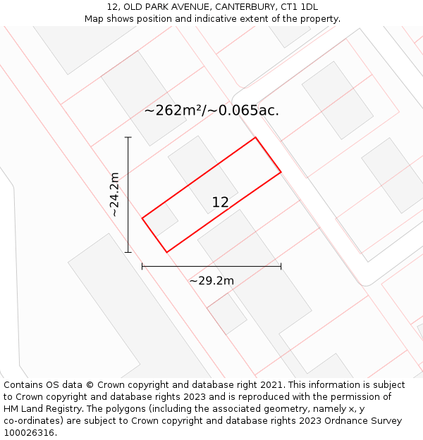 12, OLD PARK AVENUE, CANTERBURY, CT1 1DL: Plot and title map