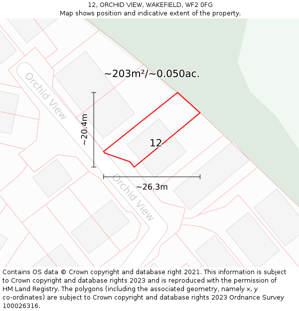 12, ORCHID VIEW, WAKEFIELD, WF2 0FG: Plot and title map