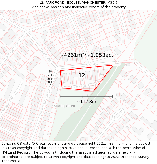 12, PARK ROAD, ECCLES, MANCHESTER, M30 9JJ: Plot and title map